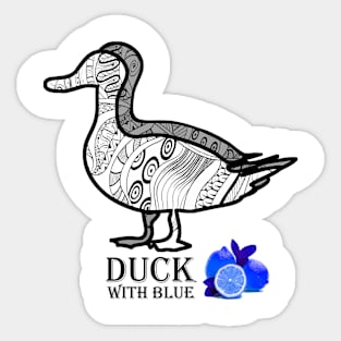 Duck With Blue Lemons Sticker